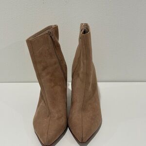 Chinese Laundry Taupe Pointed Toe Suede Ankle Booties